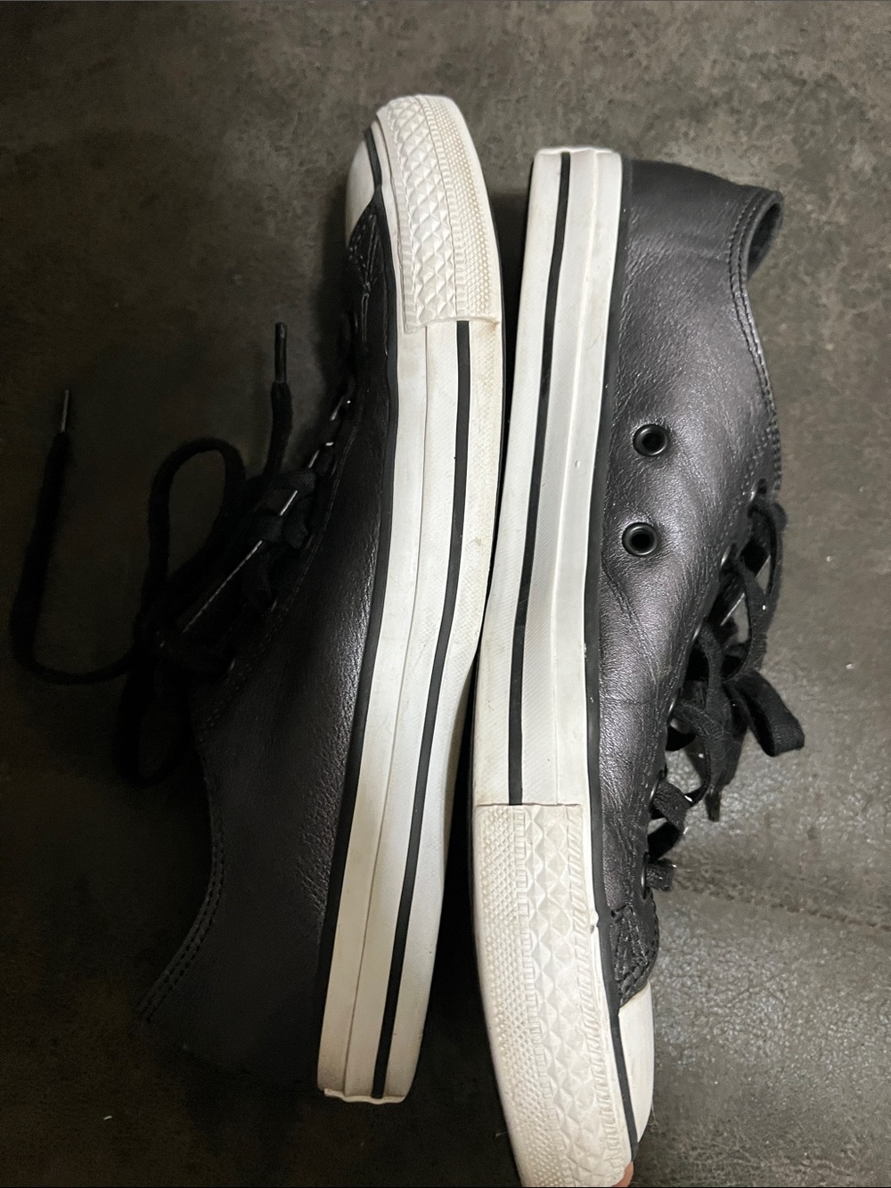 Women’s Leather Converse Dark Gray/silver Low-Top Sneakers - Picture 6 of 9
